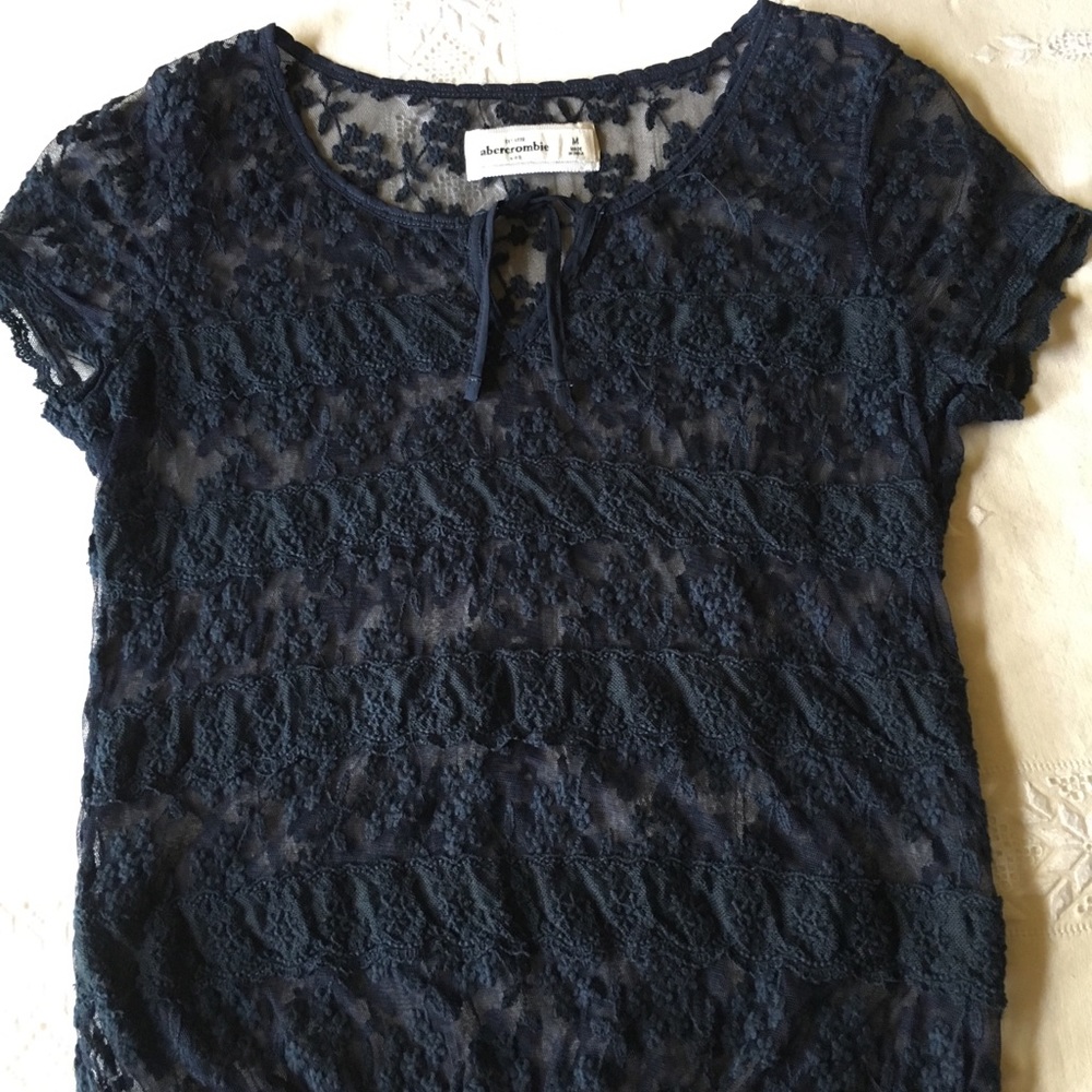 Abercrombie kids lace blouse top overblouse size M